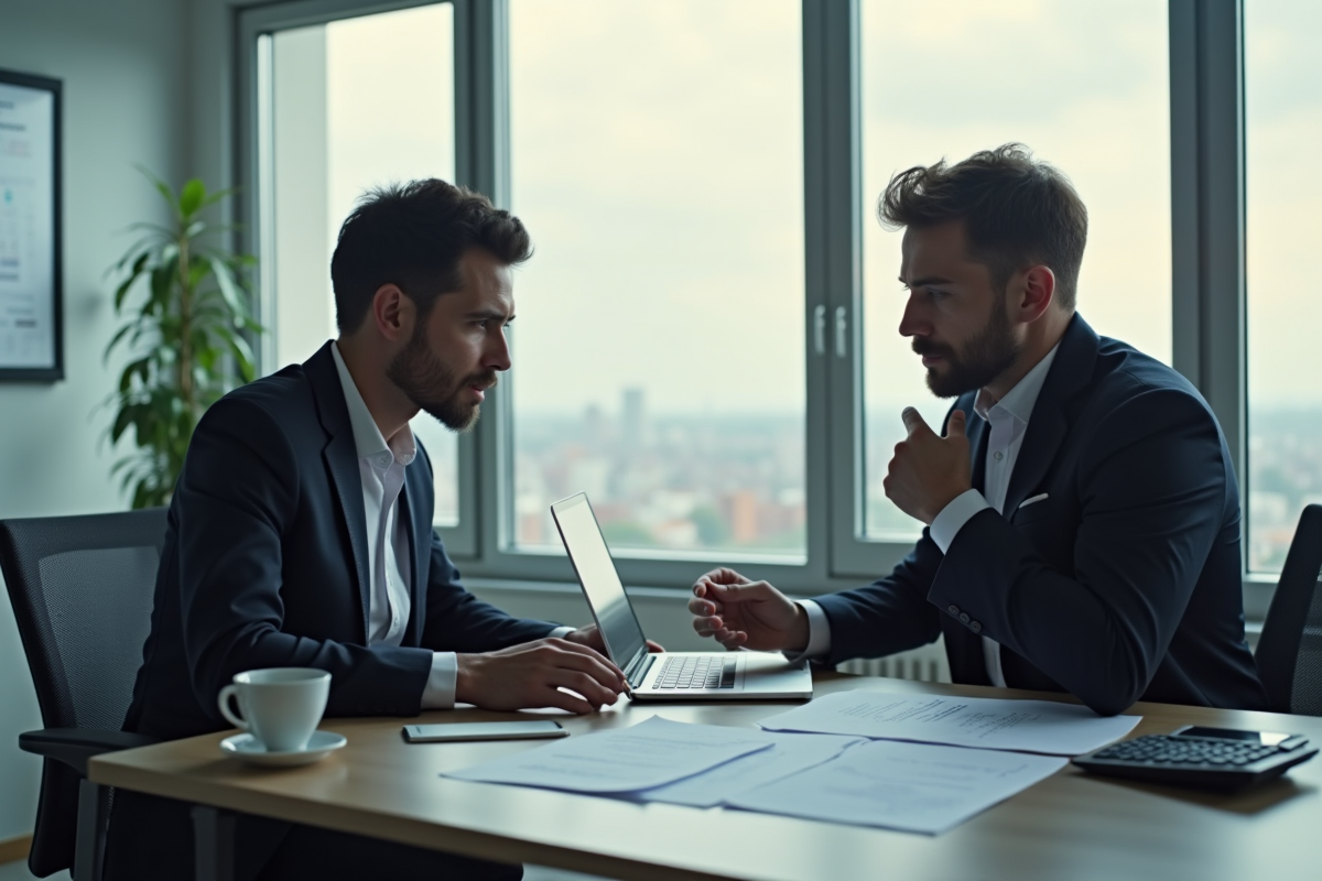 Consultant et client analysant coûts ERP en réunion