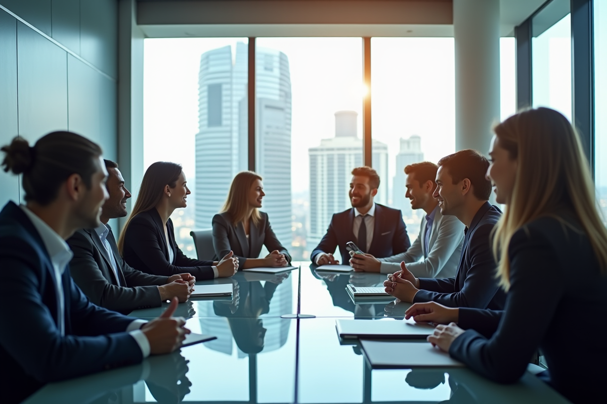 Groupe de personnes collaborant dans un bureau lumineux
