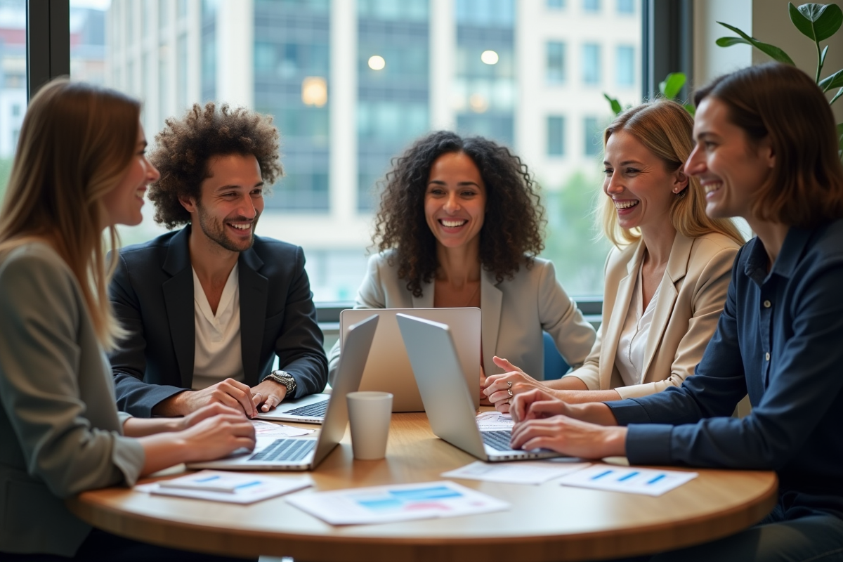 Groupe de collègues collaborant dans un espace de coworking