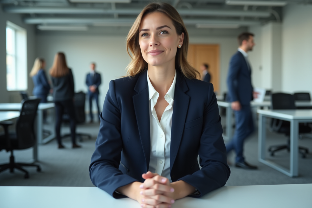 Femme en costume d'affaires dans un bureau moderne