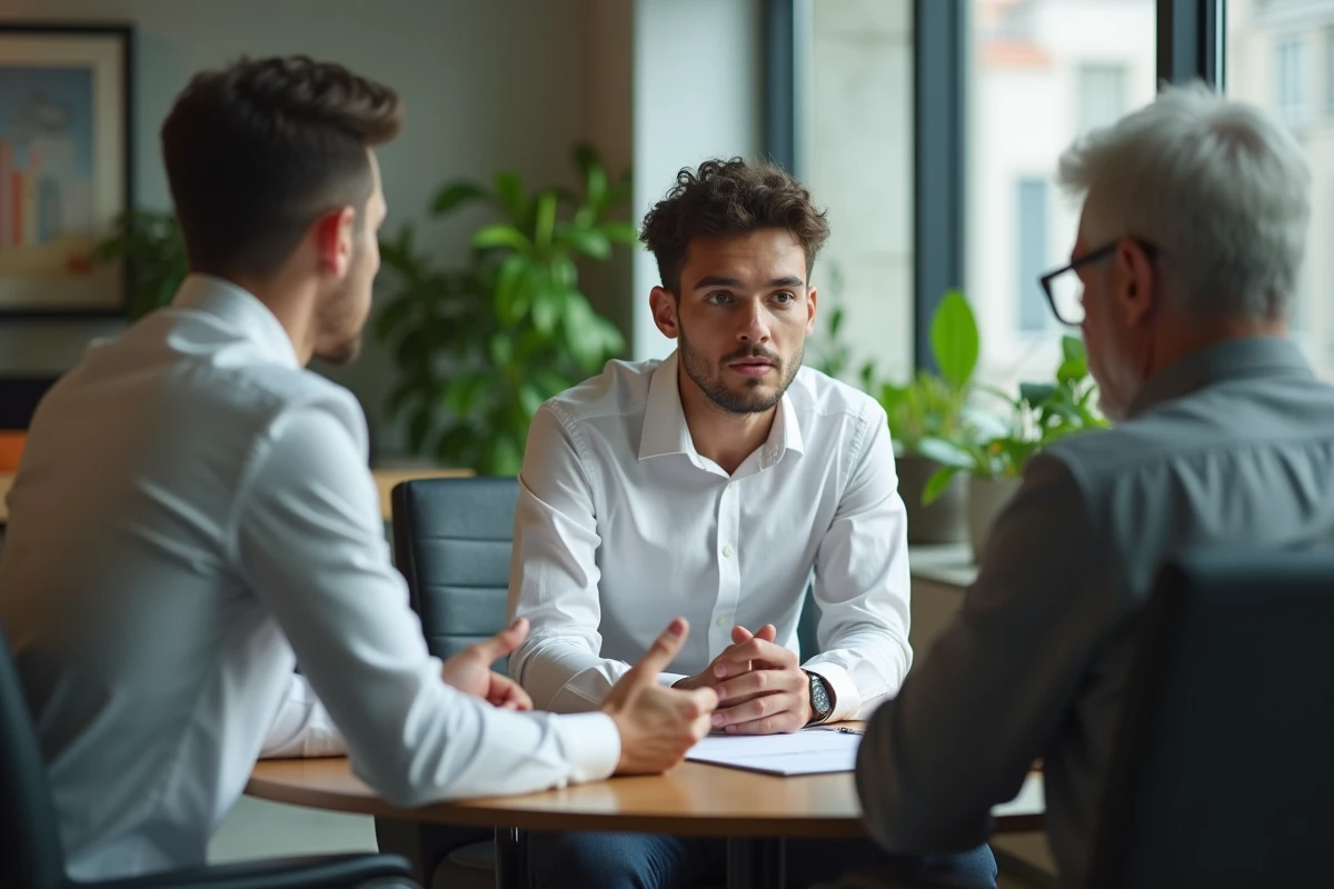 Jeune homme surpris lors d un entretien dans un salon